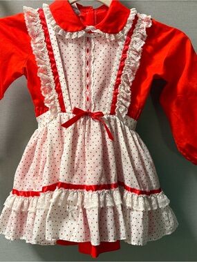 Mini World 3 Piece Red White Hearts Lace Toddler Dress 6904 Size 3T USA UTAH
